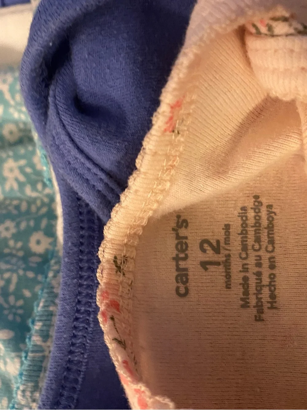 Carter's Assorted Baby One-Piece Bodysuits - Blue, White, Light Pink, Aqua 12 Mo
